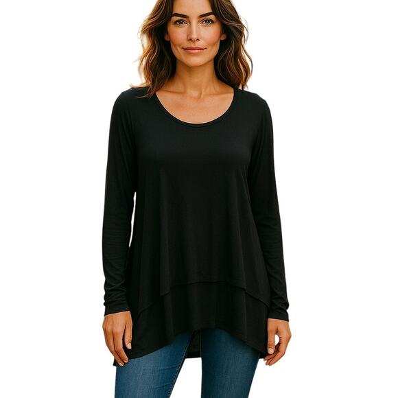 Soft Surroundings Shirt Womens 1X Black Pullover - Picture 12 of 12